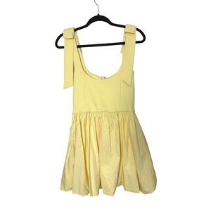 REVOLVE Camila Coelho Dress S Butter Yellow Bow Shoulder bubble hem Coquette